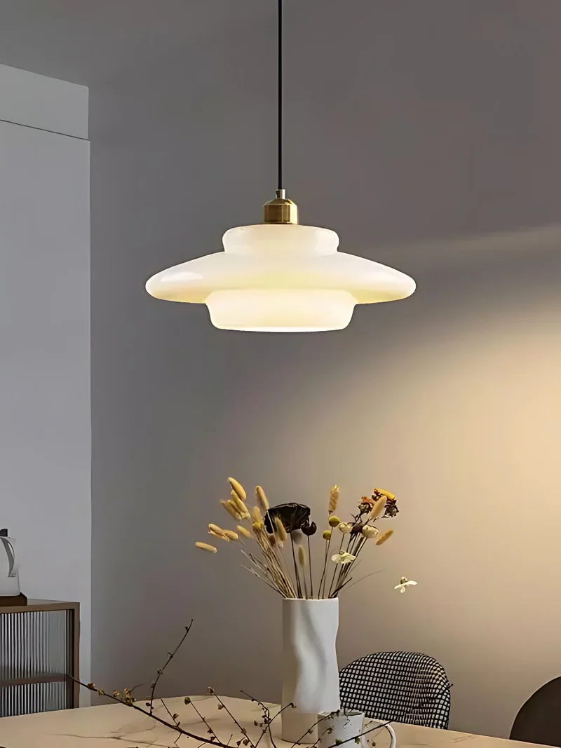 Glazen Hanglamp met Gelaagd Design – Melkwit Matglas voor Eetkamer en Woonkamer | Sansoti