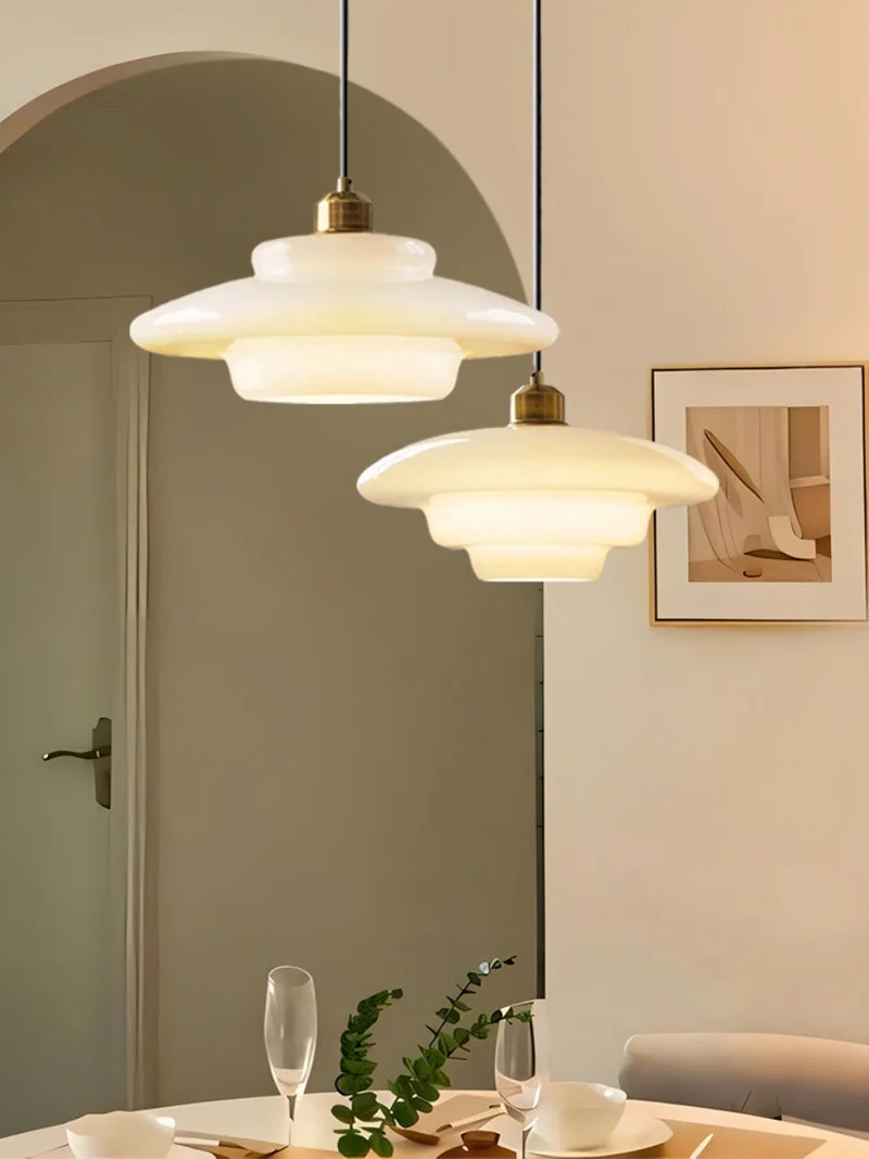 Glazen Hanglamp met Gelaagd Design – Melkwit Matglas voor Eetkamer en Woonkamer | Sansoti