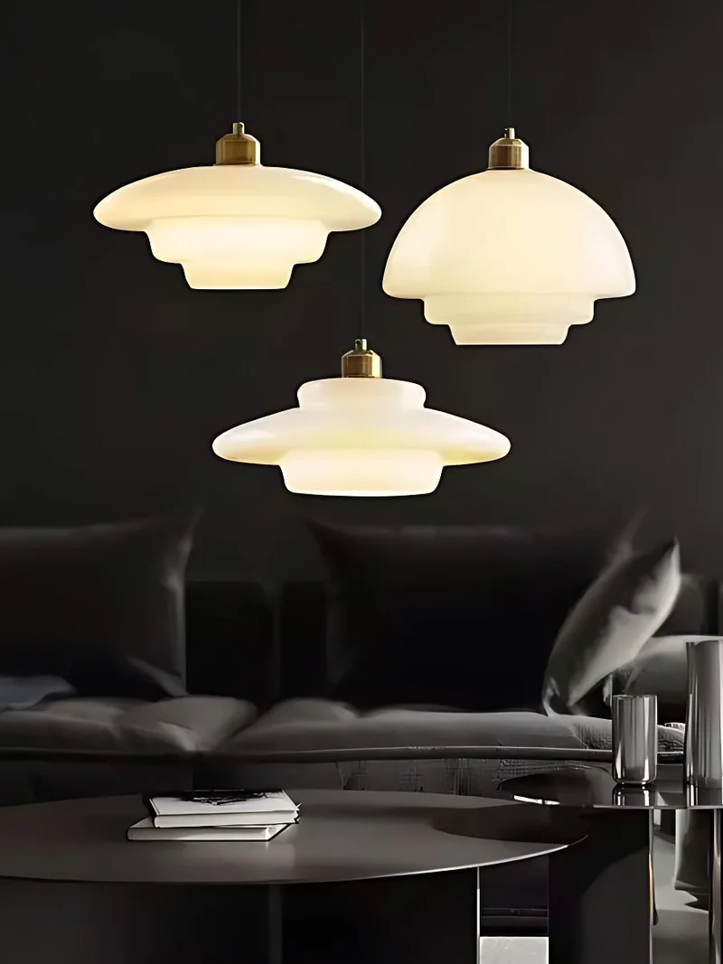 Glazen Hanglamp met Gelaagd Design – Melkwit Matglas voor Eetkamer en Woonkamer | Sansoti