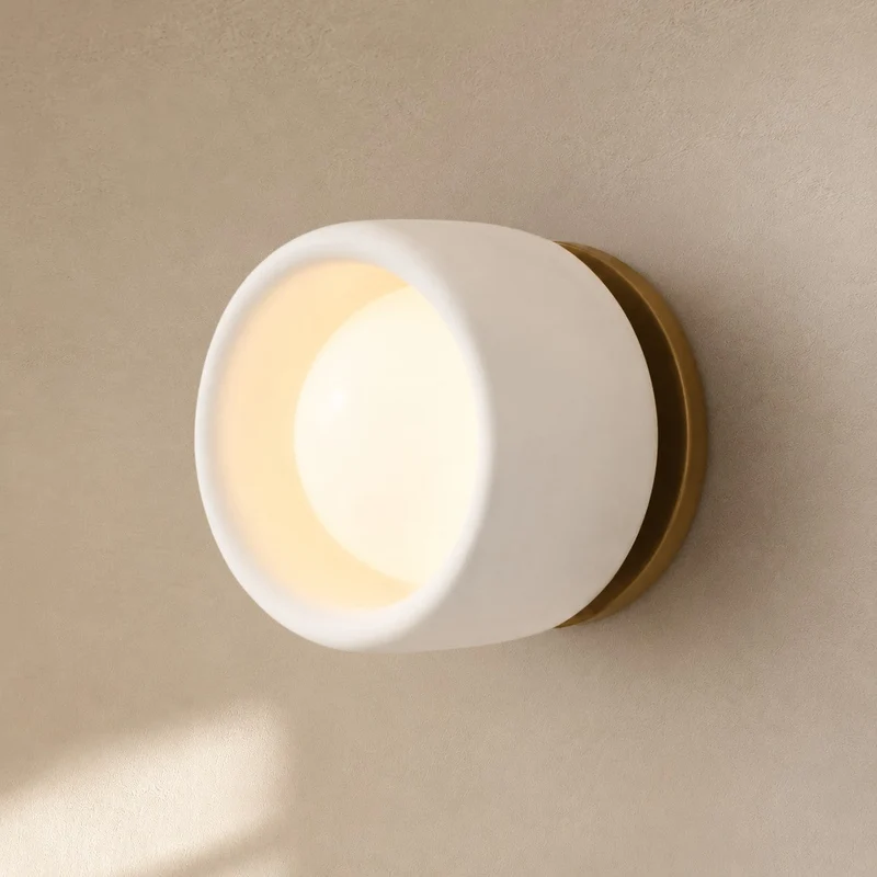 Keramische Ronde Wandlamp Wit Minimalistisch Flush Mount Verlichting voor Hal en Gang | Sansoti