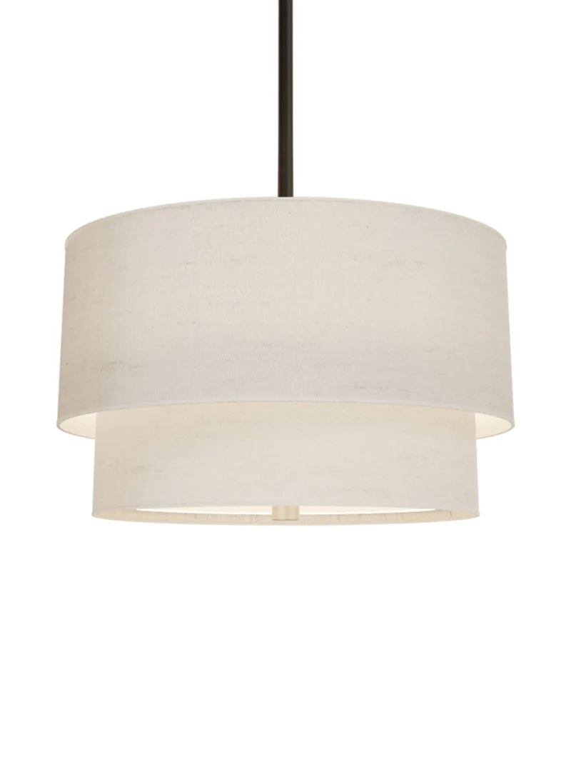 Dubbele Stoffen Drum Hanglamp – Moderne Gelaagde Kap Plafondlamp voor Eetkamer Woonkamer | Sansoti