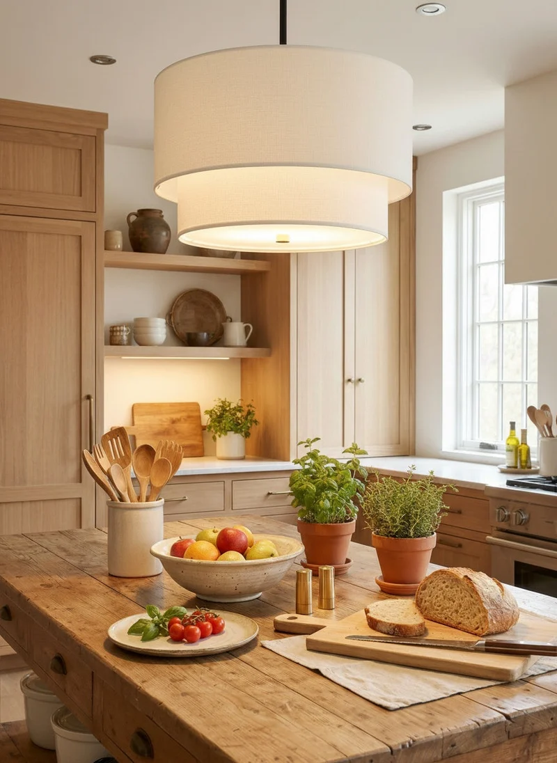 Dubbele Stoffen Drum Hanglamp – Moderne Gelaagde Kap Plafondlamp voor Eetkamer Woonkamer | Sansoti