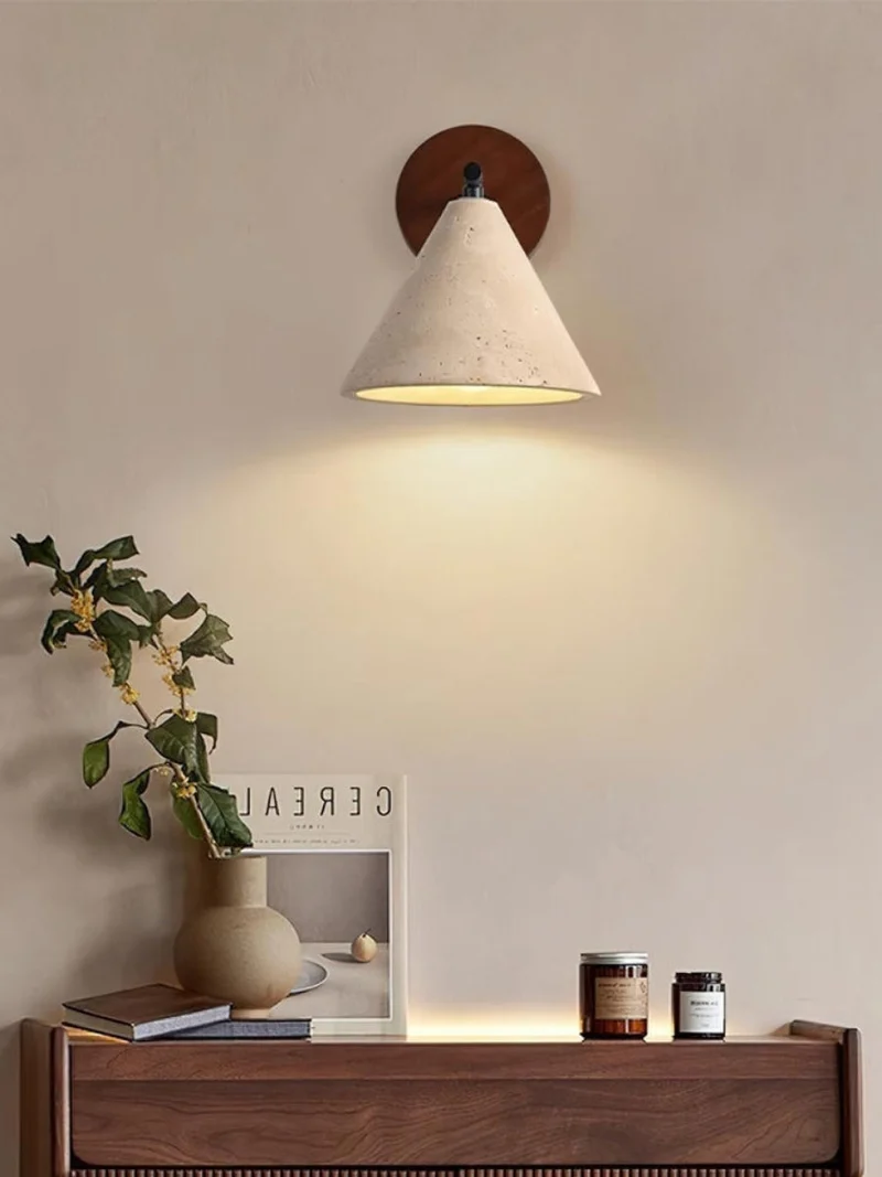 Travertijn Wandlamp Taps Toelopend Design Minimalistische Accentverlichting Slaapkamer Woonkamer | Sansoti