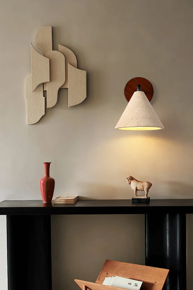 Travertijn Wandlamp Taps Toelopend Design Minimalistische Accentverlichting Slaapkamer Woonkamer | Sansoti