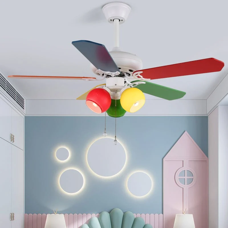Speelse plafondventilator Carlo met verlichting — kleurrijk design kinderventilator met 6 snelheden en afstandsbediening ø107 cm | Sansoti