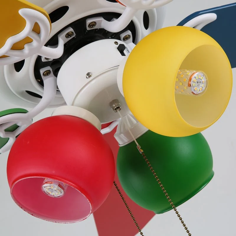 Speelse plafondventilator Carlo met verlichting — kleurrijk design kinderventilator met 6 snelheden en afstandsbediening ø107 cm | Sansoti