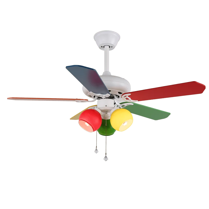 Speelse plafondventilator Carlo met verlichting — kleurrijk design kinderventilator met 6 snelheden en afstandsbediening ø107 cm | Sansoti