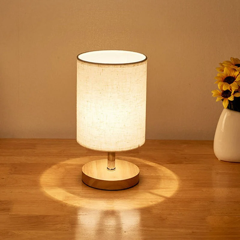 Minimalistische Tafellamp van Vlas en Hout met Rechthoekige Kap – Sfeervolle Verlichting voor Slaapkamer Nachtkastje Bureau Kleine Ruimtes Modern Design | Sansoti