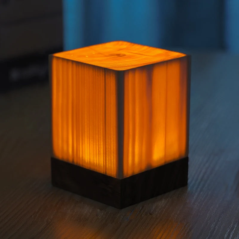 Oplaadbare LED Tafellamp met Touch Control en Houtnerf – Draadloos Stemmingslicht voor Slaapkamer & Bureau | Sansoti