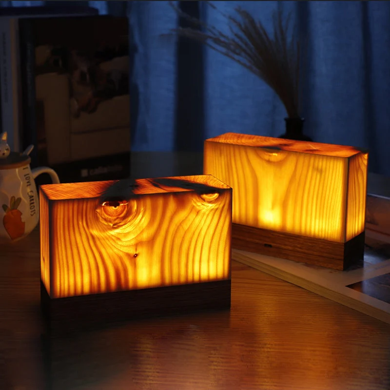 Oplaadbare LED Tafellamp met Touch Control en Houtnerf – Draadloos Stemmingslicht voor Slaapkamer & Bureau | Sansoti