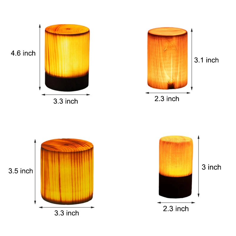 Oplaadbare LED Tafellamp met Touch Control en Houtnerf – Draadloos Stemmingslicht voor Slaapkamer & Bureau | Sansoti