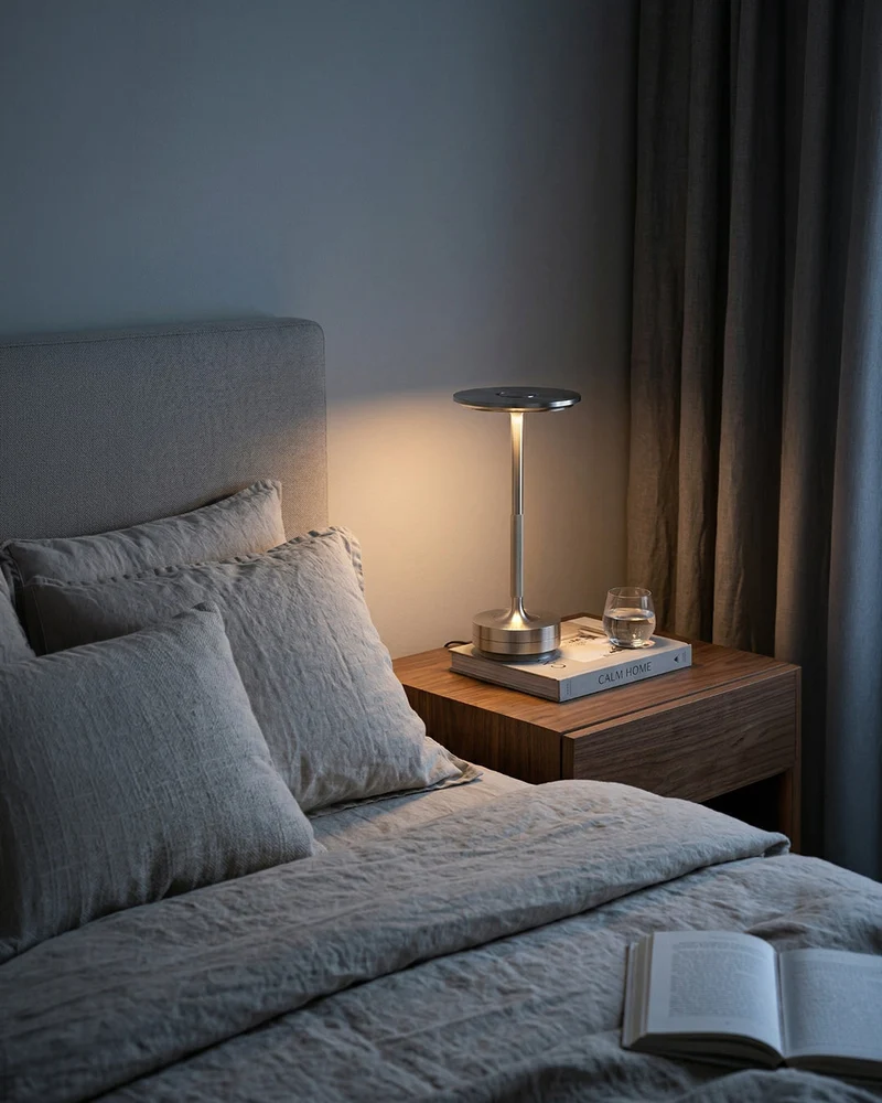 Oplaadbare LED Tafellamp met Dimfunctie Cilindervorm Metaal Draadloze Sfeerlamp | Sansoti