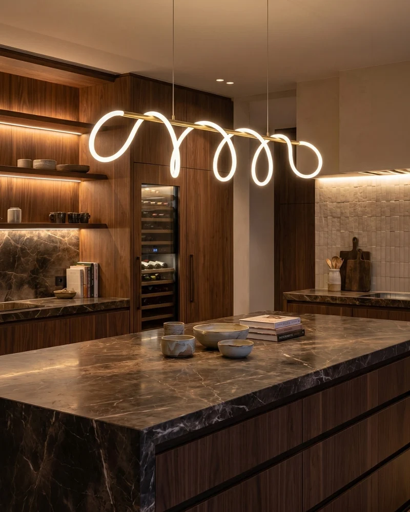 LED-design hanglamp met metalen koordstructuur zwart satijn 100 cm dimbaar warm wit modern interieur eetkamer keukeneiland | Sansoti