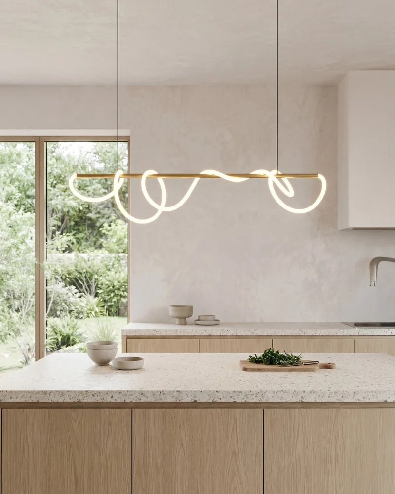 LED-design hanglamp met metalen koordstructuur zwart satijn 100 cm dimbaar warm wit modern interieur eetkamer keukeneiland | Sansoti