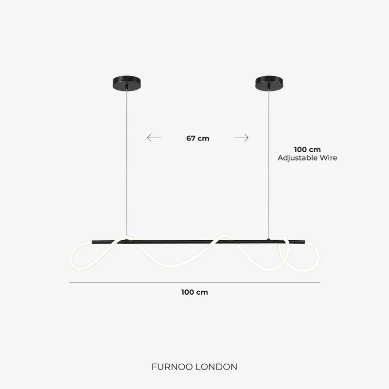 LED-design hanglamp met metalen koordstructuur zwart satijn 100 cm dimbaar warm wit modern interieur eetkamer keukeneiland | Sansoti