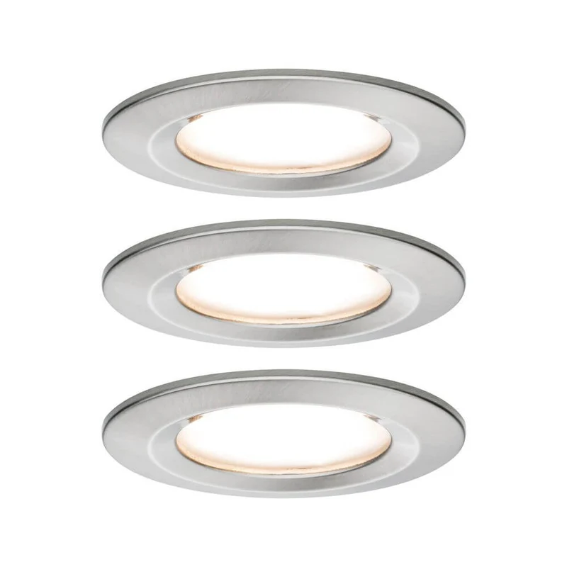3er-Set LED Einbauleuchte Nova rund Eisen-Gebürstet
