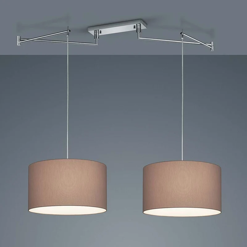 Pendelleuchte Certo Chrom, Schirm Chintz Mocca