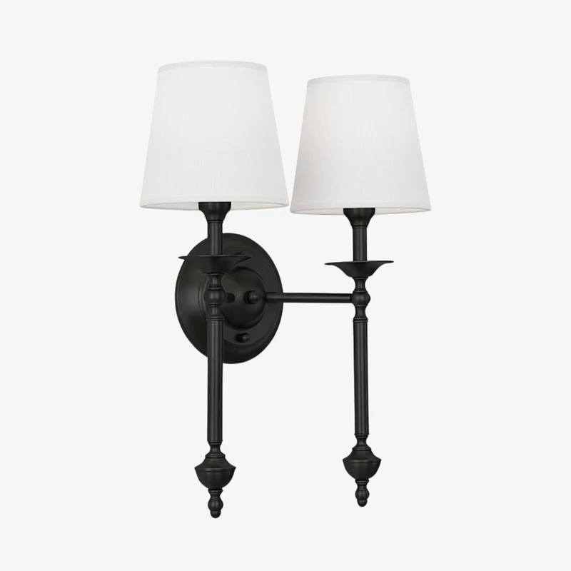 Stoffen Wandlamp met Vintage Koperen Afwerking – Sfeervolle Verlichting voor Hal, Slaapkamer en Woonkamer | Sansoti