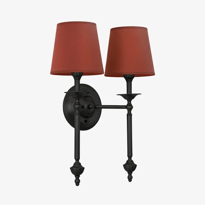 Stoffen Wandlamp met Vintage Koperen Afwerking – Sfeervolle Verlichting voor Hal, Slaapkamer en Woonkamer | Sansoti
