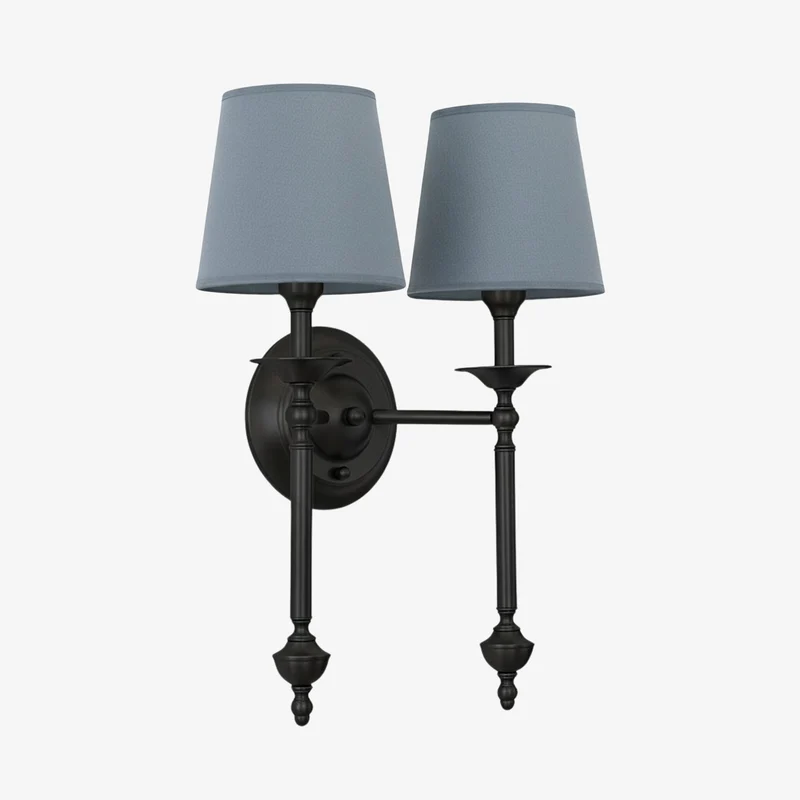 Stoffen Wandlamp met Vintage Koperen Afwerking – Sfeervolle Verlichting voor Hal, Slaapkamer en Woonkamer | Sansoti