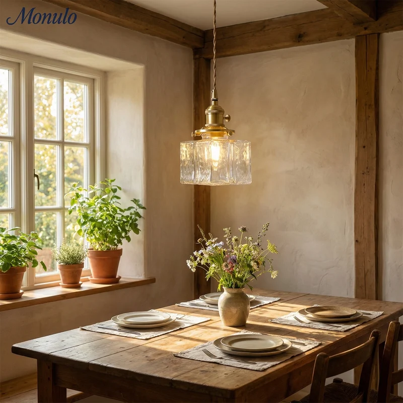 Vintage Hanglamp met Gegolfd Glas & IJzeren Armatuur – Vierkant/Rechthoekig – Scandinavisch Design voor Woonkamer | Sansoti