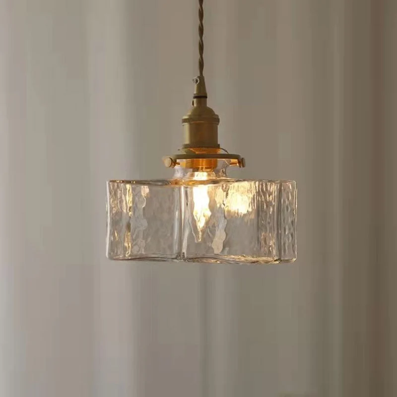 Vintage Hanglamp met Gegolfd Glas & IJzeren Armatuur – Vierkant/Rechthoekig – Scandinavisch Design voor Woonkamer | Sansoti
