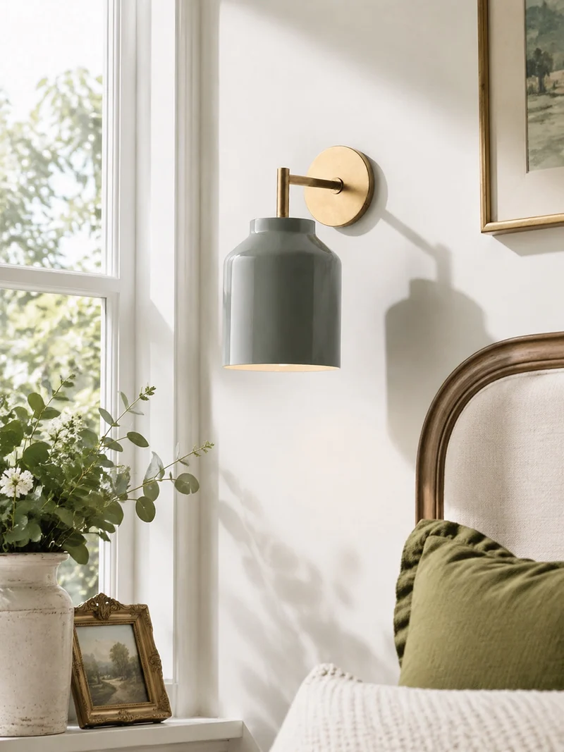 Wandlamp met Melkglazen Kap en Metalen Accenten Minimalistisch Design Sfeerlamp Hal Gang Slaapkamer | Sansoti