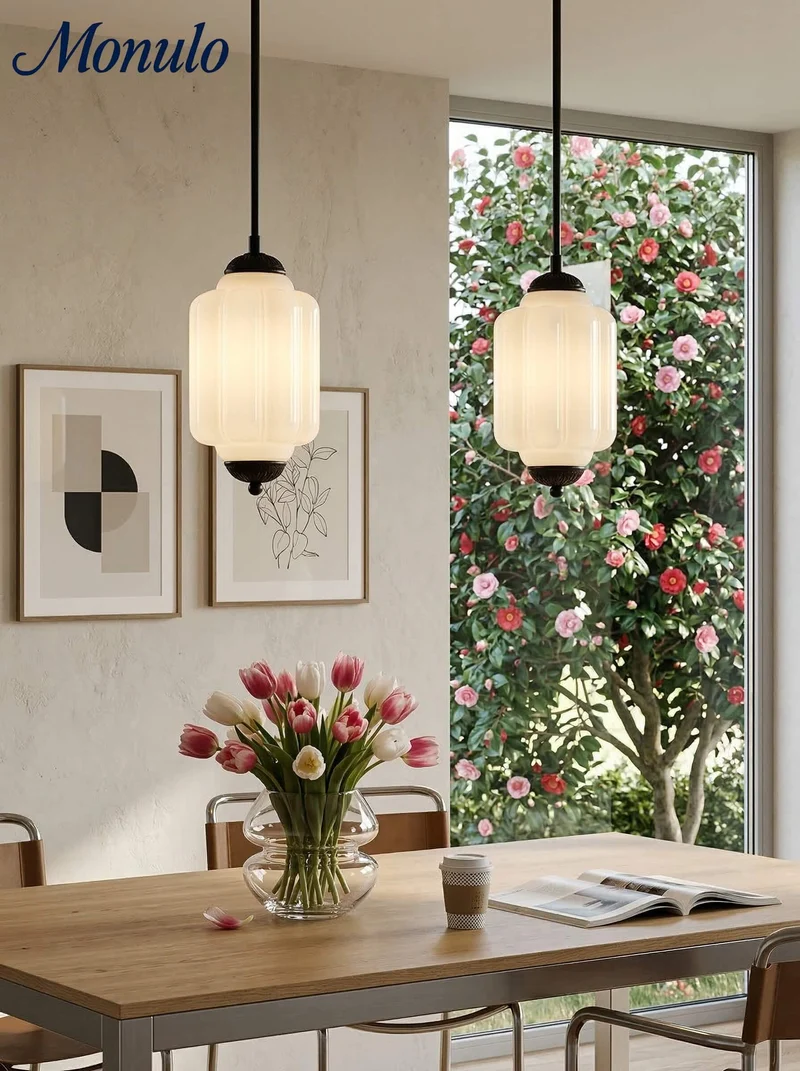 Vintage Glazen Hanglamp met Nostalgische Uitstraling – Verfijnde Verlichting voor Eetkamer en Keuken | Sansoti