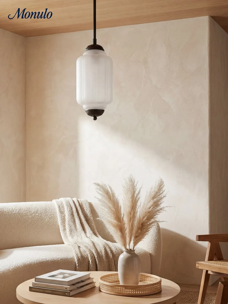 Vintage Glazen Hanglamp met Nostalgische Uitstraling – Verfijnde Verlichting voor Eetkamer en Keuken | Sansoti