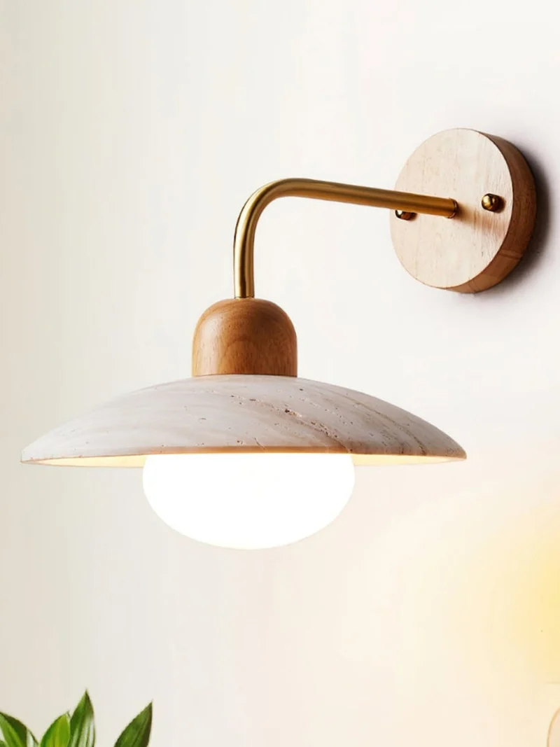 Travertijn Wandlamp Minimalistische Schijf Design Natuursteen Verlichting voor Woonkamer Slaapkamer Gang Moderne Interieur Wandverlichting met Warm Licht | Sansoti
