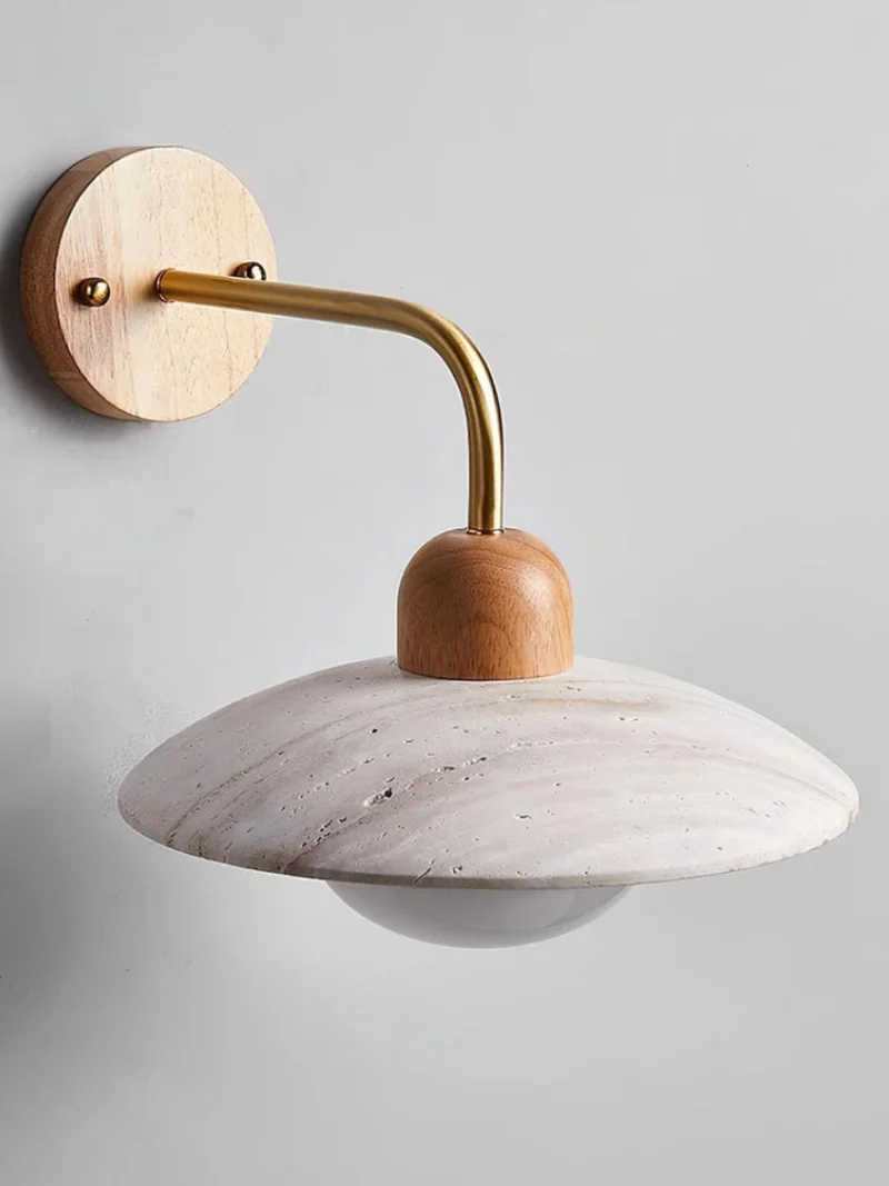 Travertijn Wandlamp Minimalistische Schijf Design Natuursteen Verlichting voor Woonkamer Slaapkamer Gang Moderne Interieur Wandverlichting met Warm Licht | Sansoti