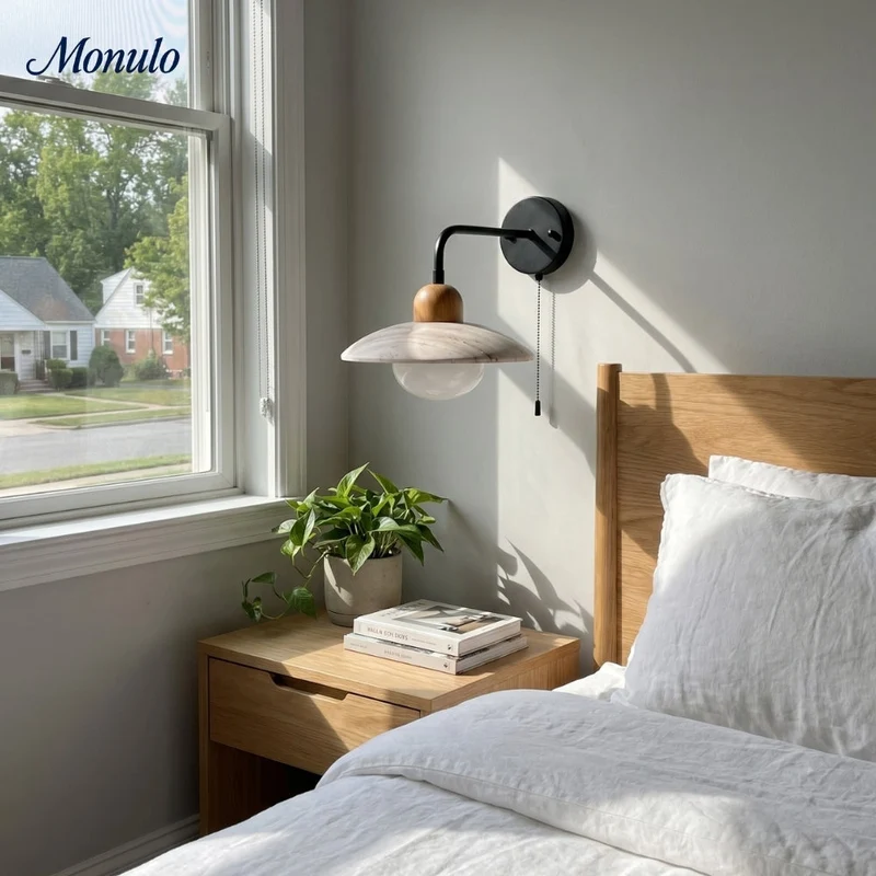 Travertijn Wandlamp Minimalistische Schijf Design Natuursteen Verlichting voor Woonkamer Slaapkamer Gang Moderne Interieur Wandverlichting met Warm Licht | Sansoti