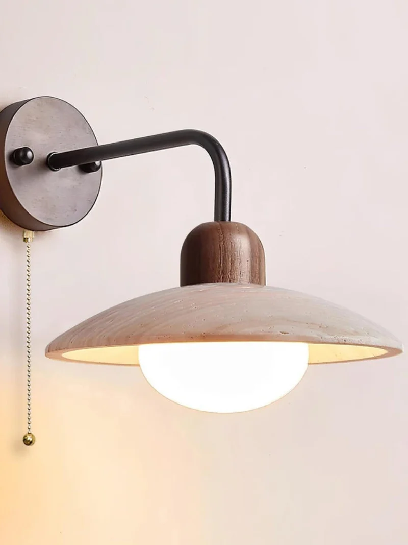 Travertijn Wandlamp Minimalistische Schijf Design Natuursteen Verlichting voor Woonkamer Slaapkamer Gang Moderne Interieur Wandverlichting met Warm Licht | Sansoti