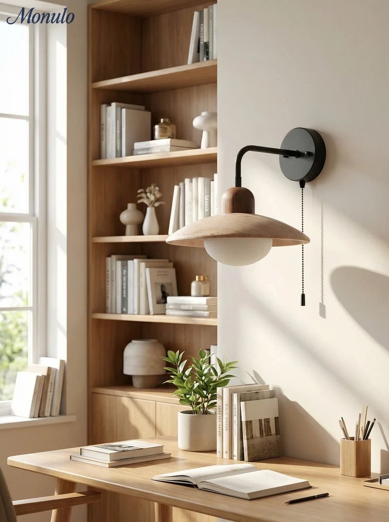 Travertijn Wandlamp Minimalistische Schijf Design Natuursteen Verlichting voor Woonkamer Slaapkamer Gang Moderne Interieur Wandverlichting met Warm Licht | Sansoti