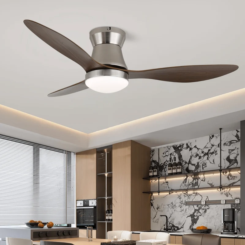 Moderne Plafondventilator Zerath met Verlichting in Hout en Metaal – Ø106cm – 6 Snelheden – Afstandsbediening – Stille Motor Ventilatorlamp Slaapkamer Woonkamer Eetkamer Ventilatoren Plafond | Sansoti