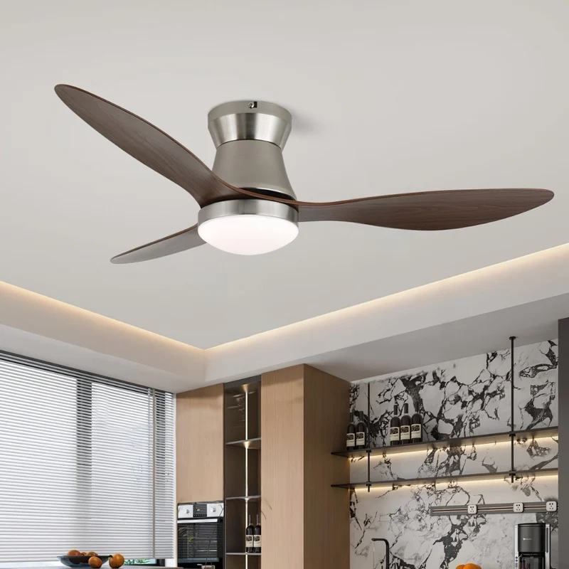 Moderne Plafondventilator Zerath met Verlichting in Hout en Metaal – Ø106cm – 6 Snelheden – Afstandsbediening – Stille Motor Ventilatorlamp Slaapkamer Woonkamer Eetkamer Ventilatoren Plafond | Sansoti