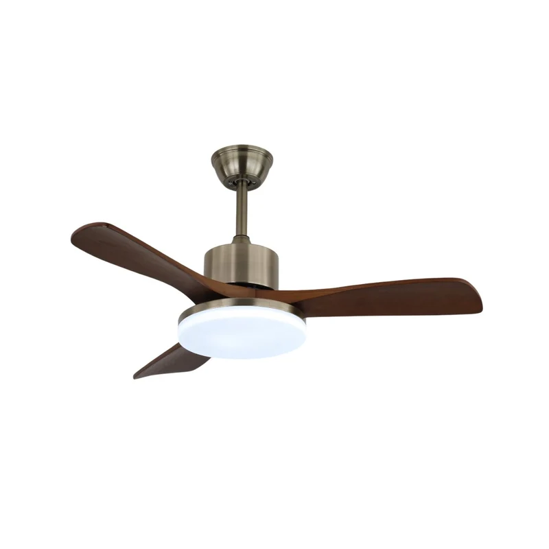 Plafondventilator Selora met Verlichting – Messing & Hout – Modern Design met Afstandsbediening – 6 Snelheden – LED 48W Dimbaar – Ø106cm of Ø132cm – Luxe Plafondlamp & Koelsysteem – Inclusief Afstandsbediening | Sansoti