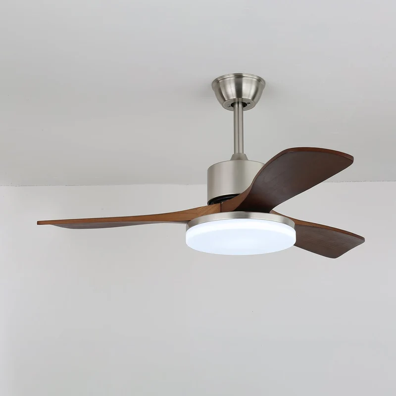 Plafondventilator Selora met Verlichting – Messing & Hout – Modern Design met Afstandsbediening – 6 Snelheden – LED 48W Dimbaar – Ø106cm of Ø132cm – Luxe Plafondlamp & Koelsysteem – Inclusief Afstandsbediening | Sansoti
