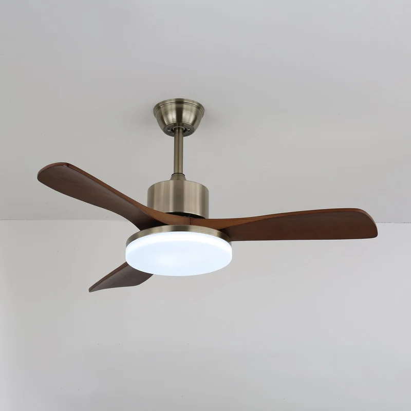 Plafondventilator Selora met Verlichting – Messing & Hout – Modern Design met Afstandsbediening – 6 Snelheden – LED 48W Dimbaar – Ø106cm of Ø132cm – Luxe Plafondlamp & Koelsysteem – Inclusief Afstandsbediening | Sansoti
