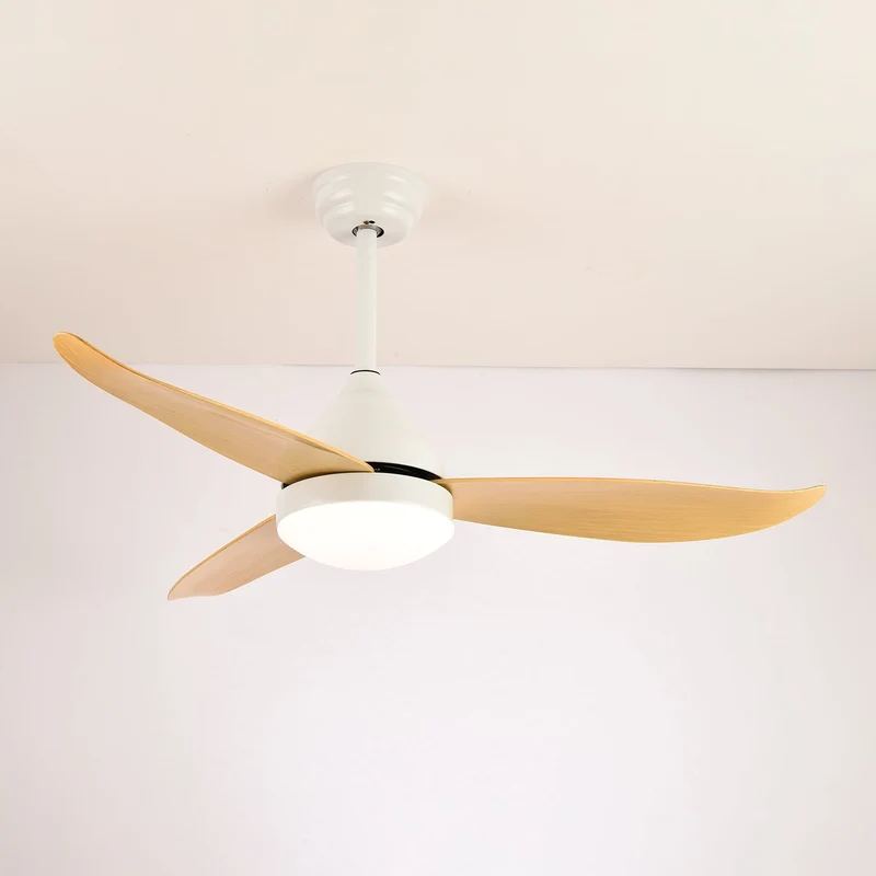Moderne Plafondventilator Fia met Verlichting 3 Snelheden Afstandsbediening ø106 cm Zwart Wit Houtkleur | Sansoti