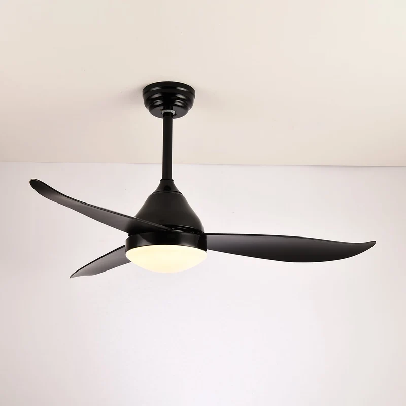 Moderne Plafondventilator Fia met Verlichting 3 Snelheden Afstandsbediening ø106 cm Zwart Wit Houtkleur | Sansoti