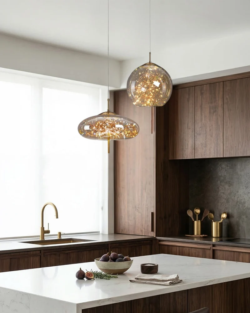 Glazen hanglamp LIV met rookachtige afwerking en warm wit licht – scandinavisch design met handafgewerkt glas – 3 maten beschikbaar | Sansoti