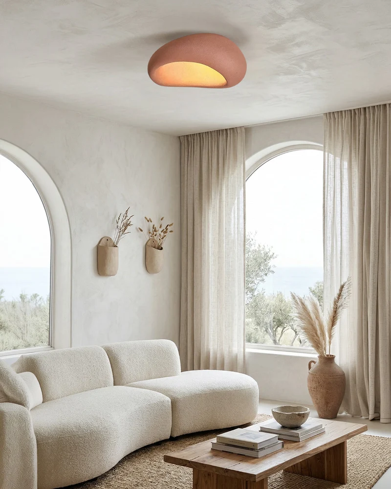 Plafondlamp Wabi Sabi Geïnspireerd – Metalen Lamp met Warme Verlichting – Voor Woonkamer Slaapkamer Eetkamer | Sansoti