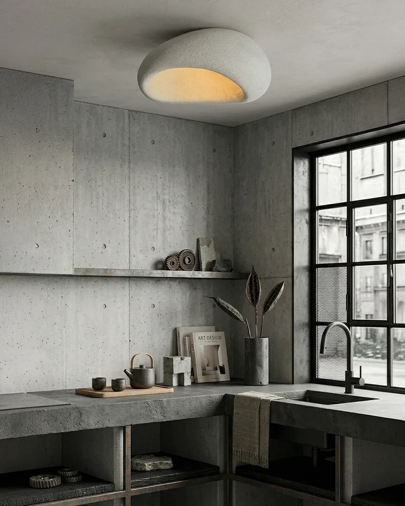 Plafondlamp Wabi Sabi Geïnspireerd – Metalen Lamp met Warme Verlichting – Voor Woonkamer Slaapkamer Eetkamer | Sansoti