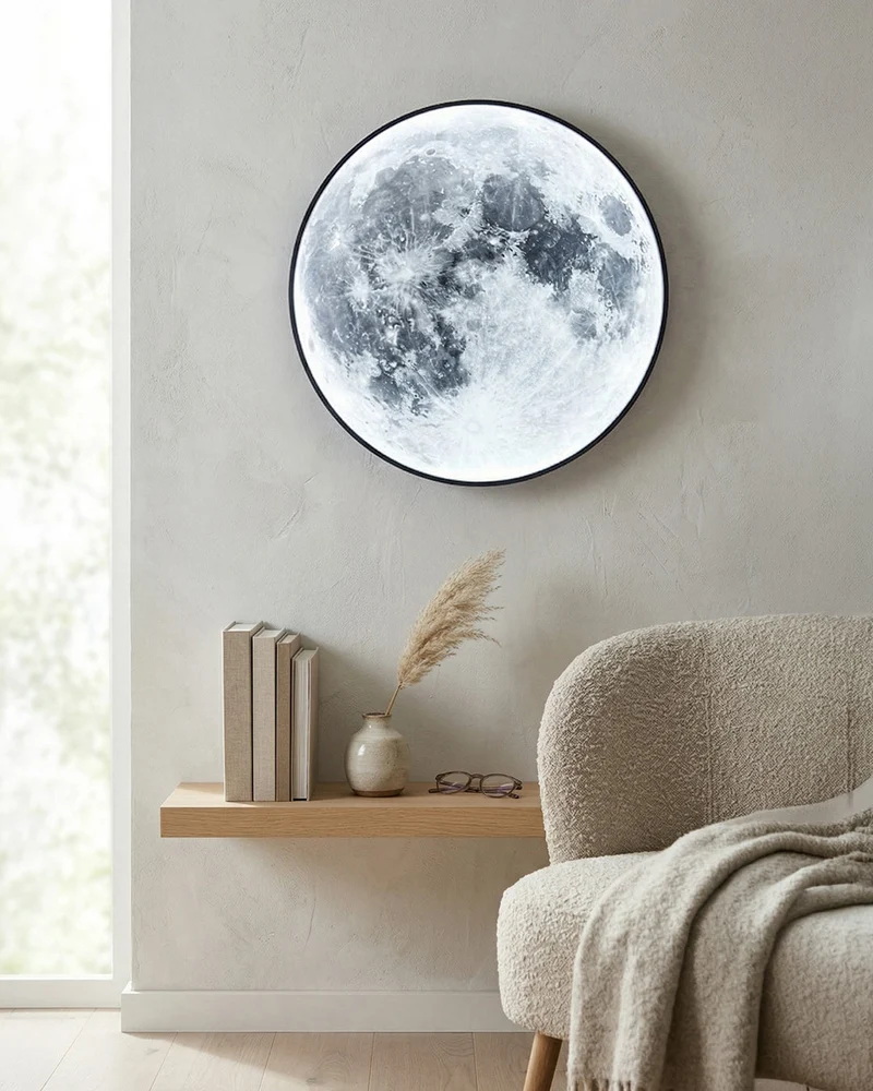 Maan Wandlamp – Textuurbol met Sfeerverlichting in 6 Maten | Sansoti
