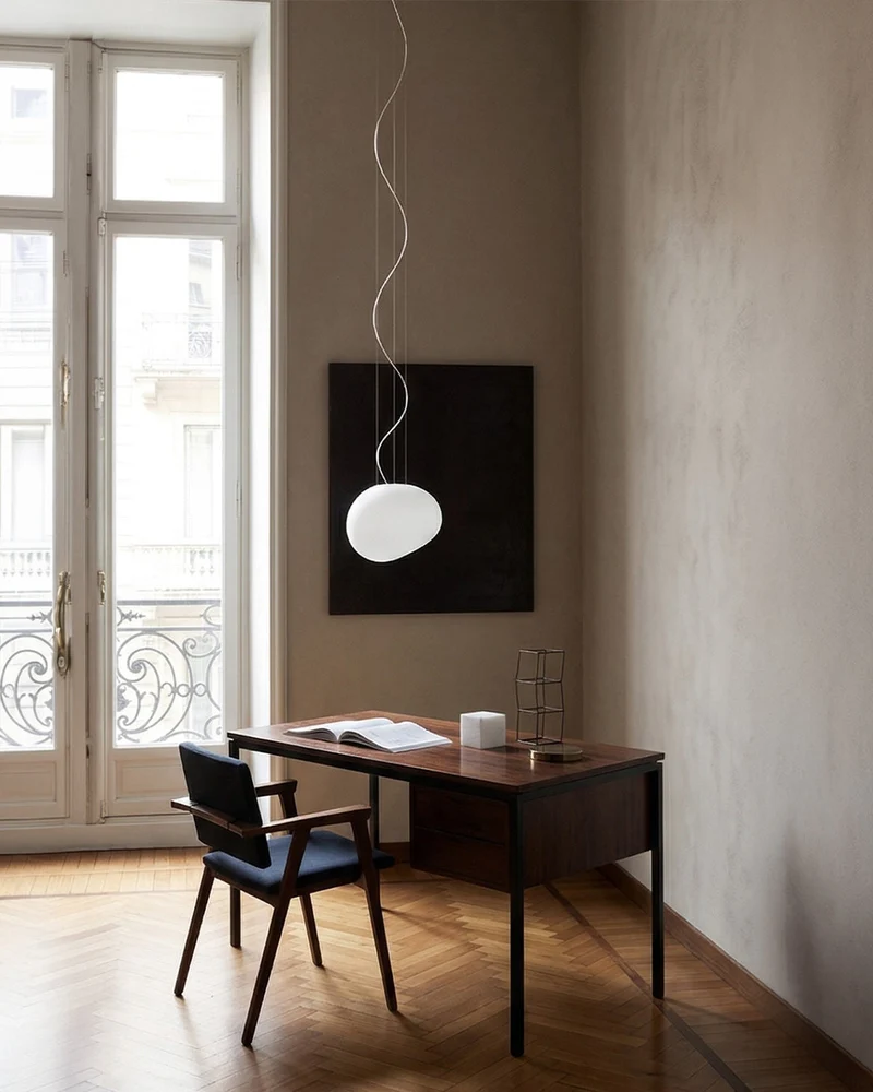 Glazen Hanglamp Melkwit Mondgeblazen – Modern Minimalistisch Design met Zacht Licht voor Eetkamer en Woonkamer – 3 Maten Beschikbaar – Warm Wit 3000K | Sansoti