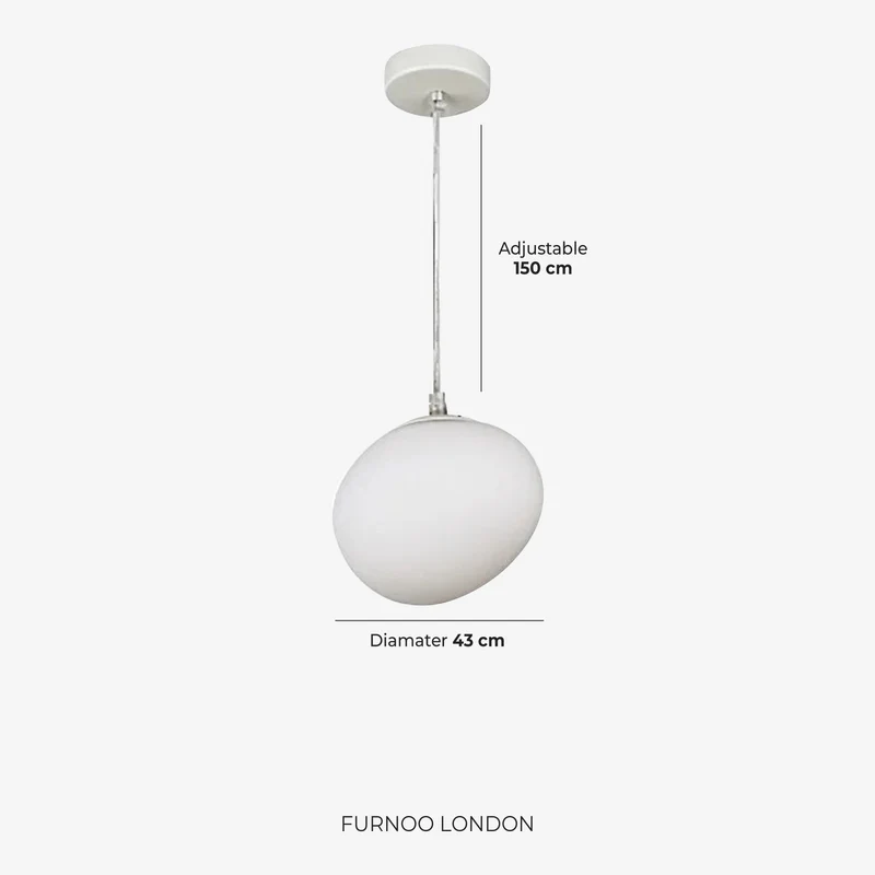 Glazen Hanglamp Melkwit Mondgeblazen – Modern Minimalistisch Design met Zacht Licht voor Eetkamer en Woonkamer – 3 Maten Beschikbaar – Warm Wit 3000K | Sansoti
