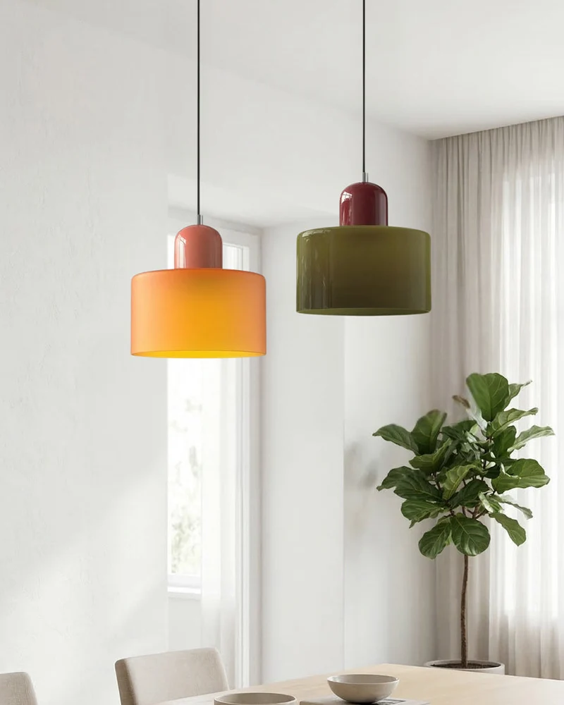 KORA Glazen Hanglamp | Bauhaus-Design Geometrisch Licht | Verstelbaar | E27 | Scandinavisch Interieur Verlichting | Sansoti