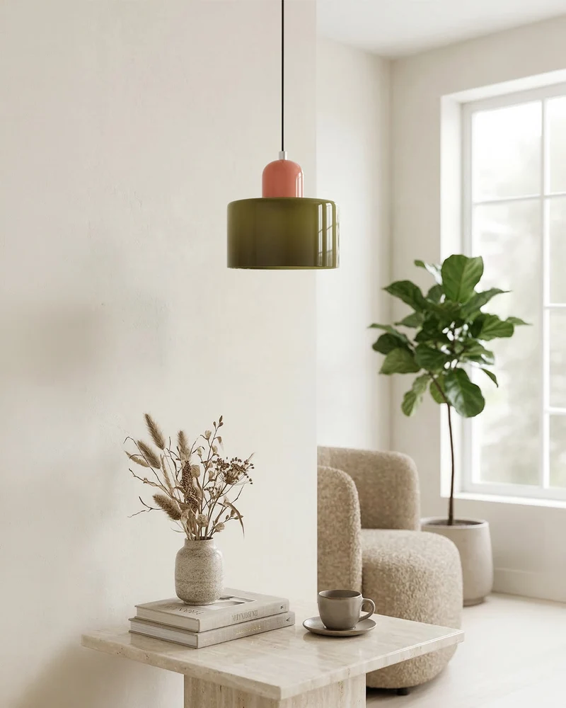 KORA Glazen Hanglamp | Bauhaus-Design Geometrisch Licht | Verstelbaar | E27 | Scandinavisch Interieur Verlichting | Sansoti