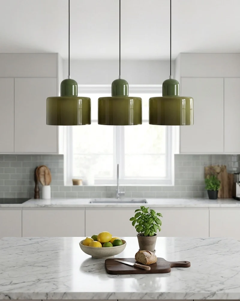 KORA Glazen Hanglamp | Bauhaus-Design Geometrisch Licht | Verstelbaar | E27 | Scandinavisch Interieur Verlichting | Sansoti